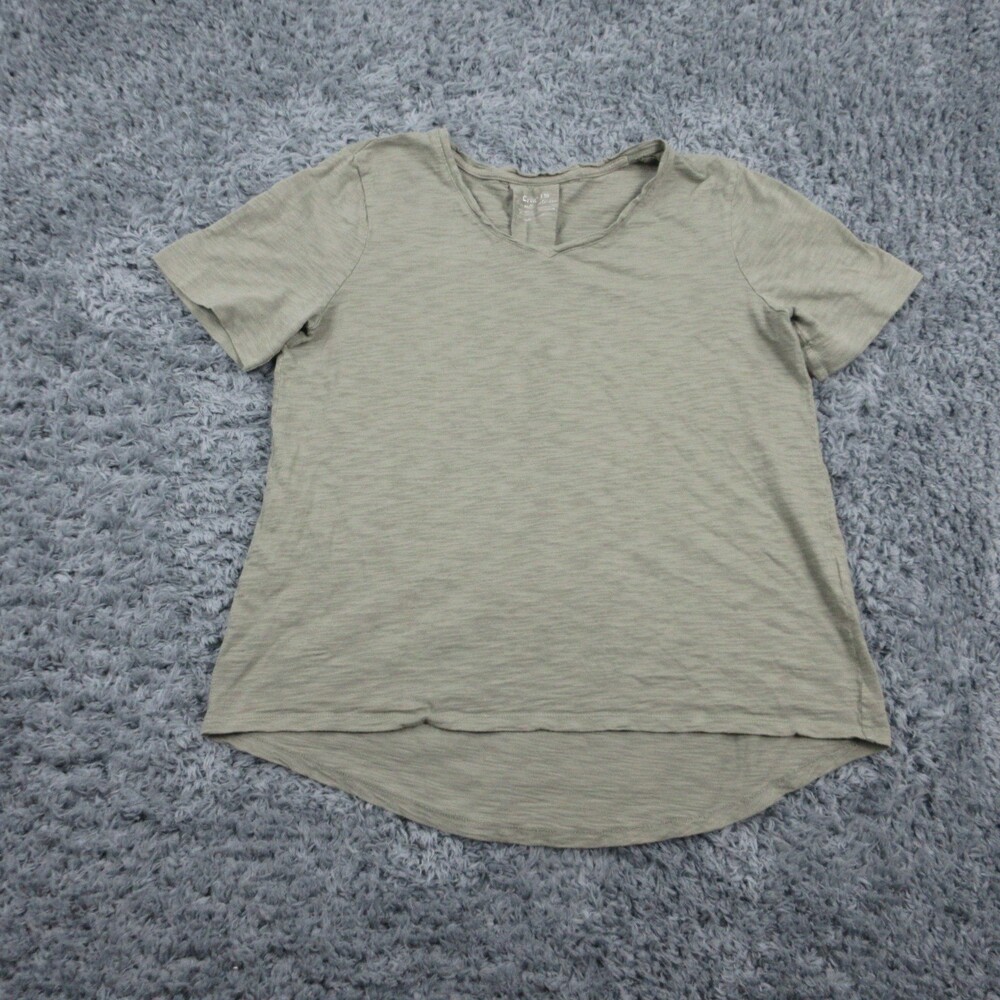 Chicos Shirt Womens Medium Green Ultimate Tee Short Sleeve High Low Modal Cotton